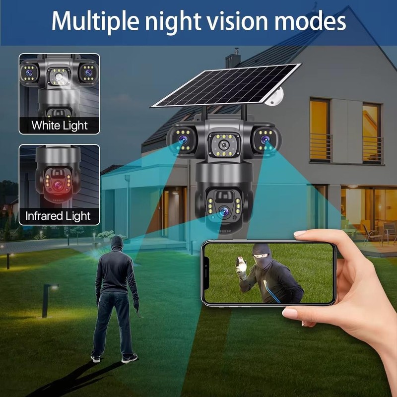 Solar Battery Powered Wireless WiFi Home Security Camera System Outdoor Pan/Tilt gallery