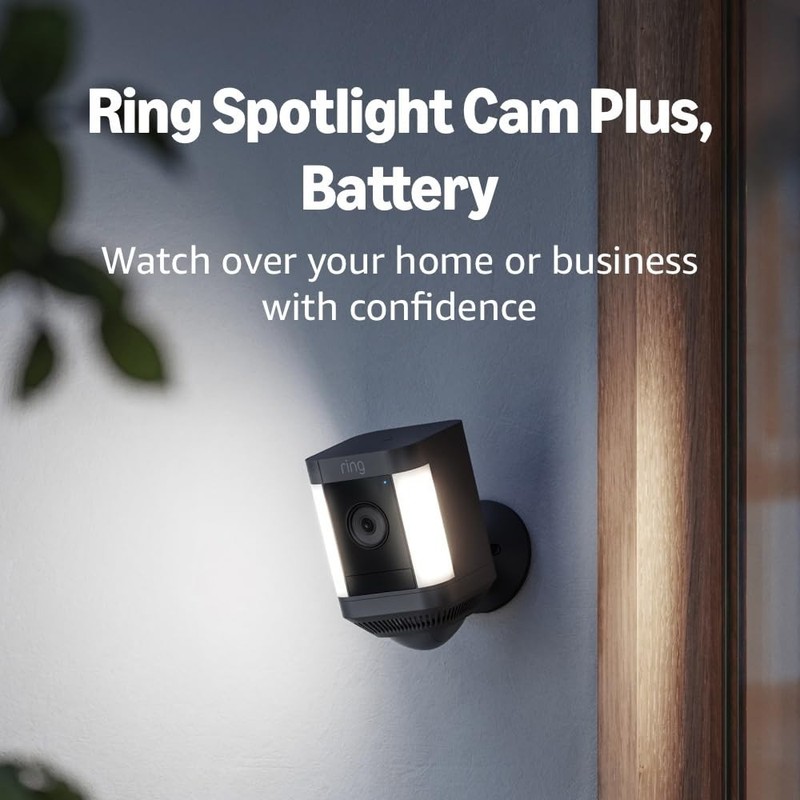Ring Spotlight Cam Plus Outdoor/Indoor Wireless Battery Security Camera Black gallery
