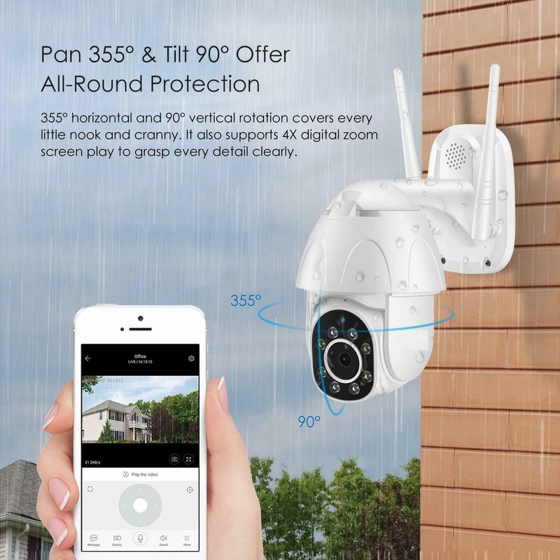 Wireless IP PTZ Camera, 8LED for Home Office (White) gallery