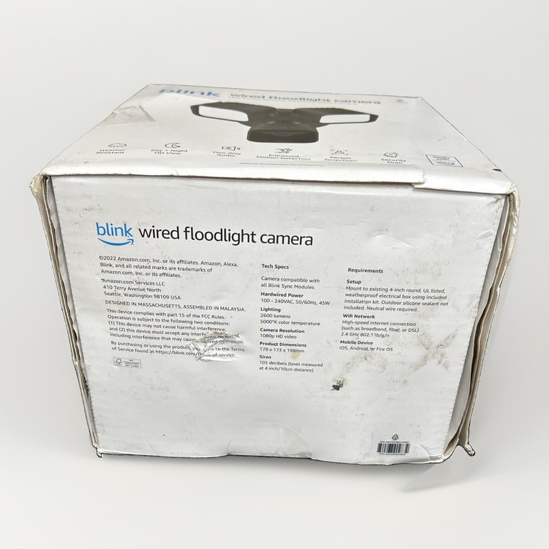Blink Wired Floodlight Camera 2600 Lumens Black BFM00100U/Damaged Box Sleeve gallery