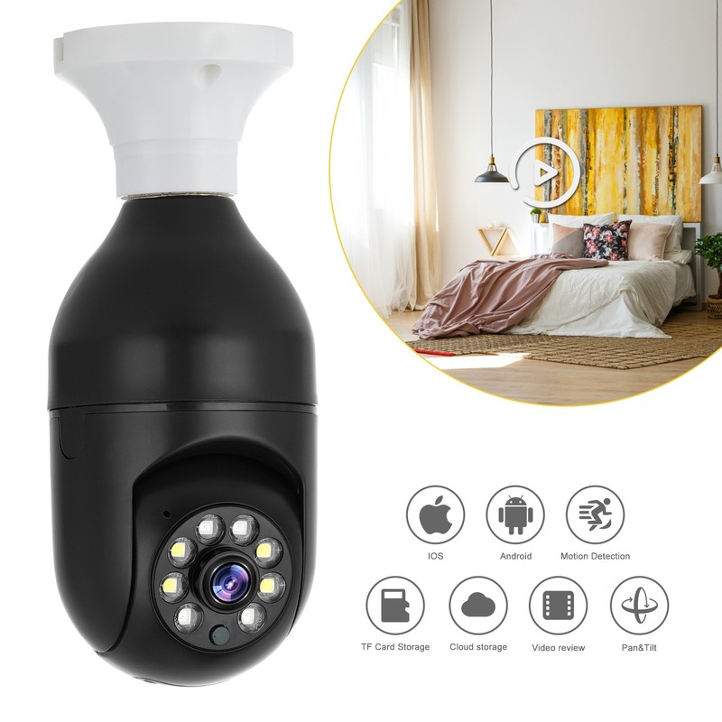 Bulb Dome Camera black 360 Degree HD 1MP Smart Home Surveillance Camera Security gallery
