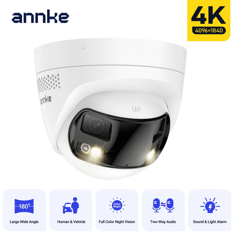 ANNKE 8MP Camera Security Dual Lens Human Detect Two Way Audio 180° Wide View An