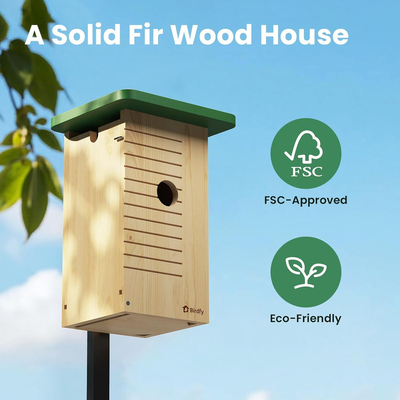 Smart Bird House with Camera Solar Powered, 1080HD Live Video & Night Vision for gallery