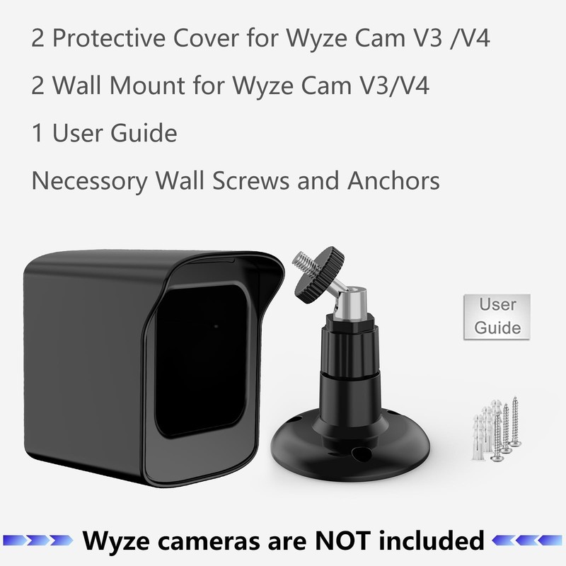Weatherproof Mount for Wyze Cam V4/V3 - 360° Adjustable Wall Bracket, 2 Pack gallery