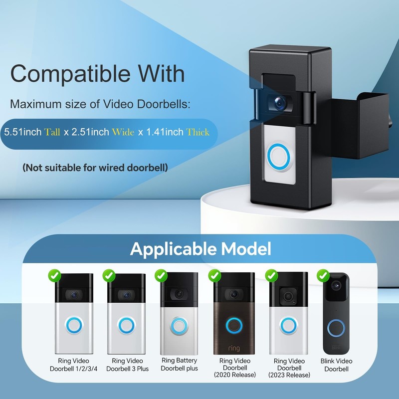 Anti-Theft Video Doorbell Mount Compatible with Ring/Blink Wireless Video Doo... gallery