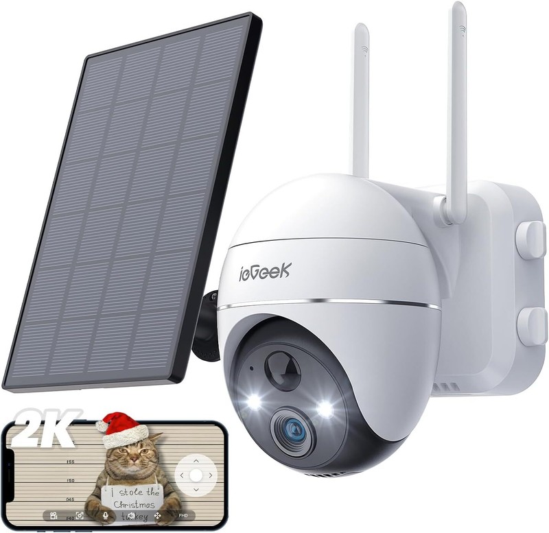 5MP Wireless Outdoor Solar Camera, 360° PTZ PIR Motion Detection & 2-Way Talk