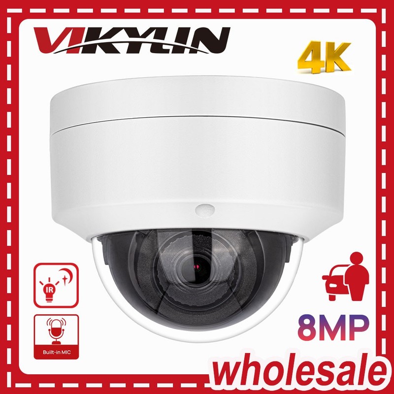 Vikylin 4K 8MP Dome Security Camera IR30M Built-in Mic POE IP67 P2P Indoor CCTV