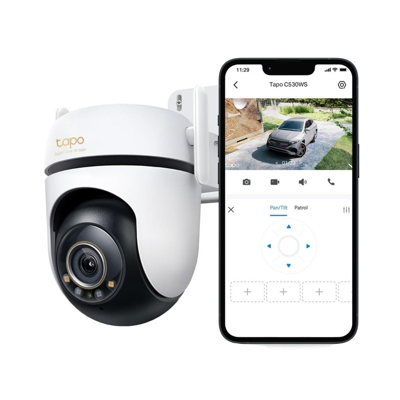 5MP Outdoor Wi-Fi Security Camera - 360° Pan/Tilt, Night Vision, IP66, Alexa/Goo gallery