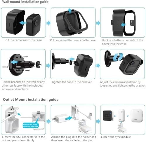 8 Pack Blink Outdoor Camera Mount with Outlet Wall Mount, Black gallery