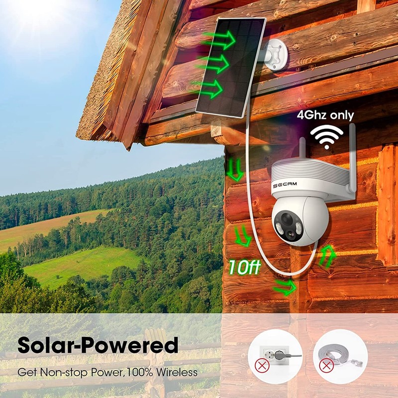 4G LTE Cellular Security Camera Wireless Outdoor with Solar Panel,3MP Color gallery
