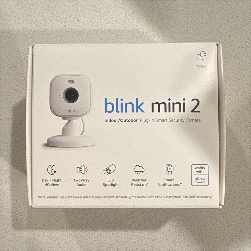 Blink Mini 2 White 1080p Wi-Fi Indoor/Outdoor Camera, 2-Way Audio, Spotlight