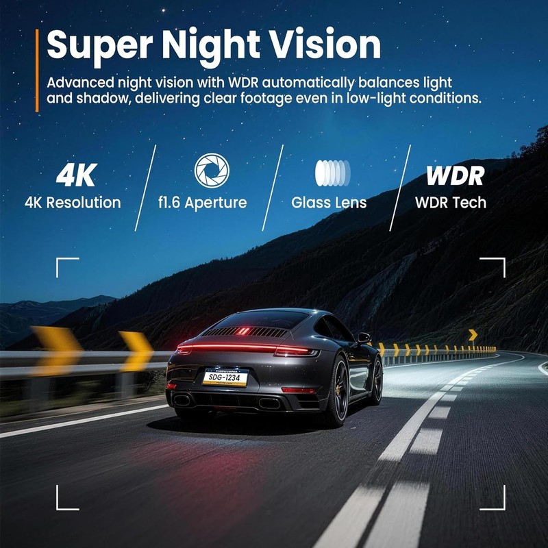 Camara De Seguridad Para Carro Delantera 4K Trasera 1080P Vision Nocturna Grabar gallery