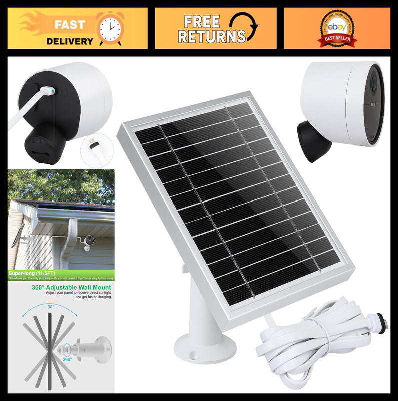 Solar Panel for SimpliSafe Outdoor Camera, Continuous Power Supply, Durable AL A