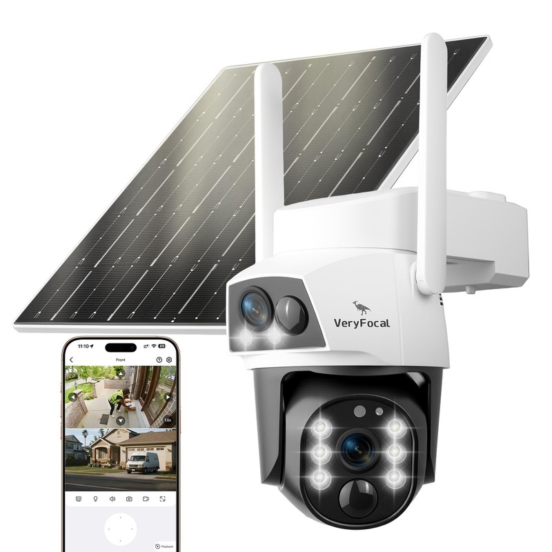 Solar Dual Lens Wireless Security Camera – 6MP QHD 360° PTZ, AI Tracking, 104…
