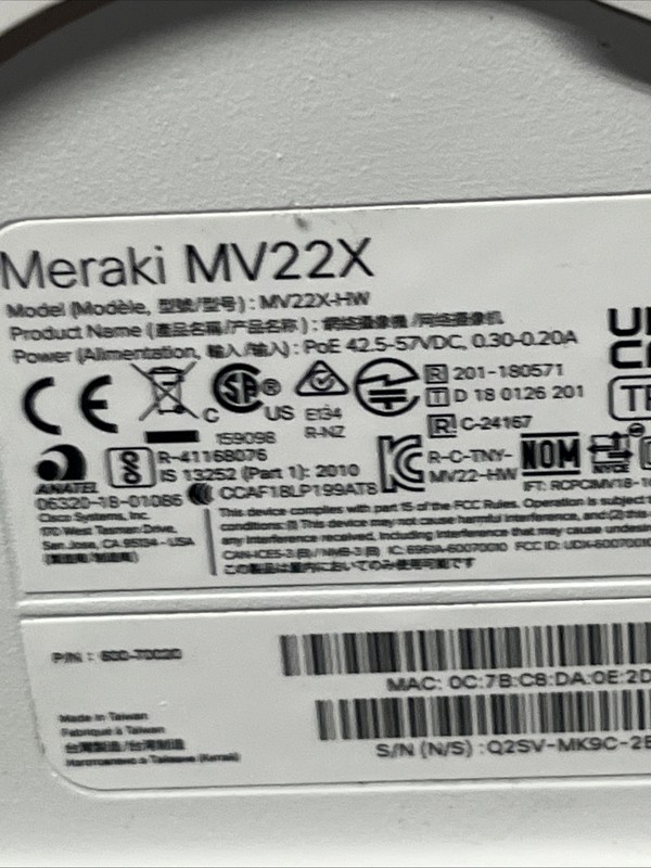 Cisco Meraki MV22X Indoor IP Security Camera gallery