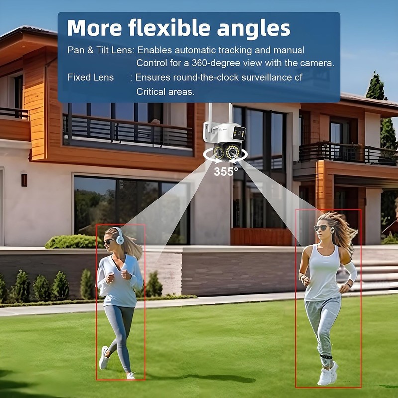 Weatherproof Dual Lens WiFi Camera - 24/7 HD Surveillance with Night Vision gallery