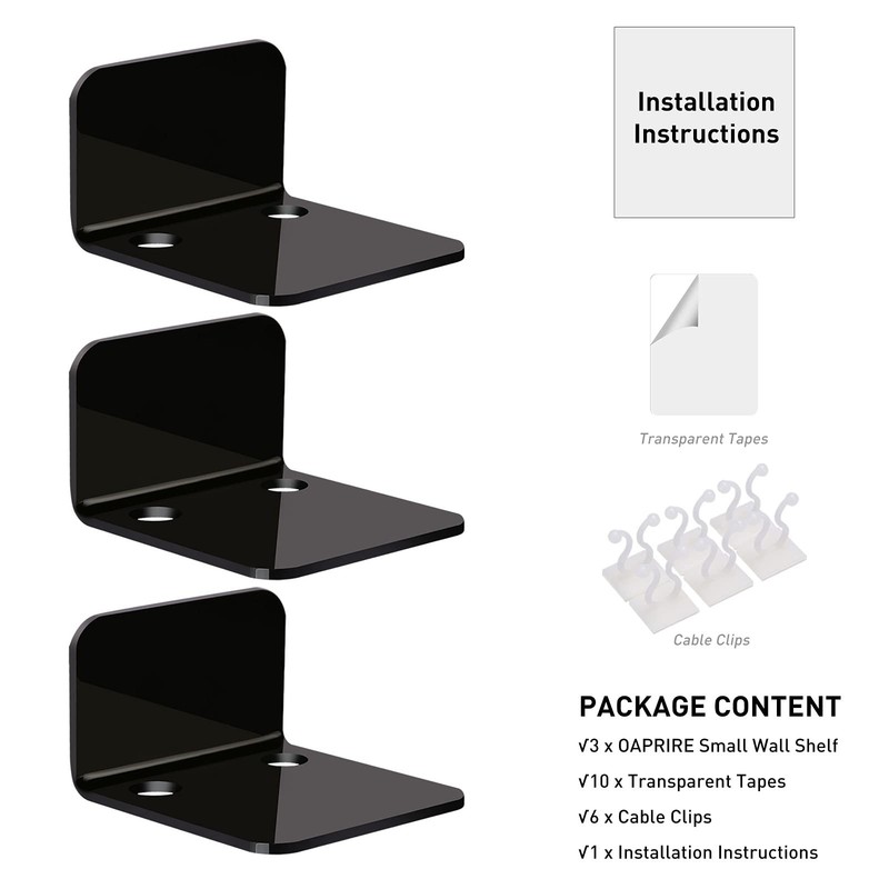 Acrylic Floating Wall Shelves Set of 3, Drill Free with10 Piece Strong Tapes ... gallery