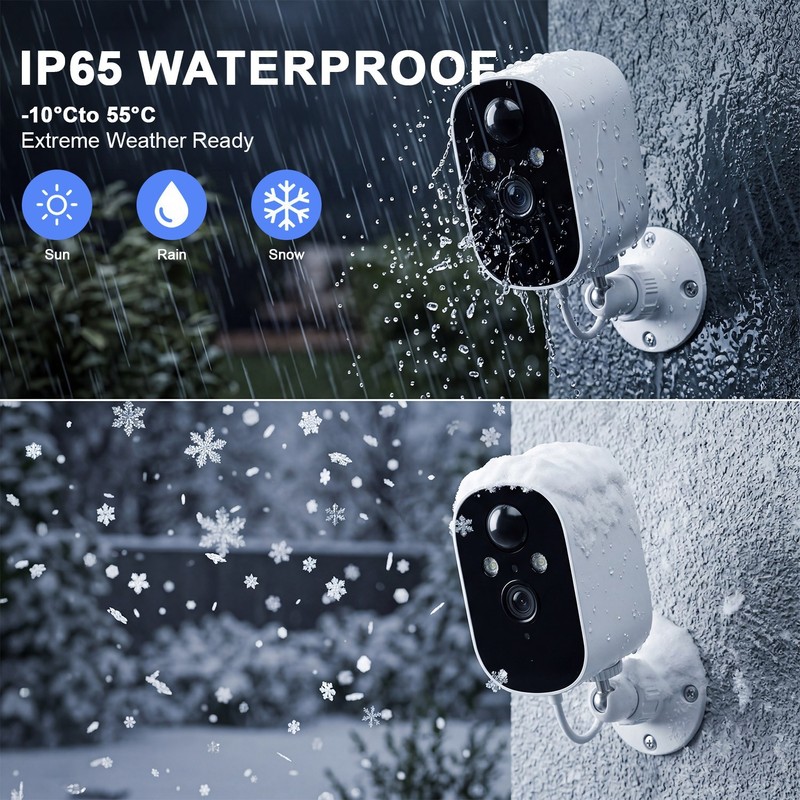 WiFi Solar Power Camera 2PK Wireless Security Camera Recharge Battery Spotlight gallery