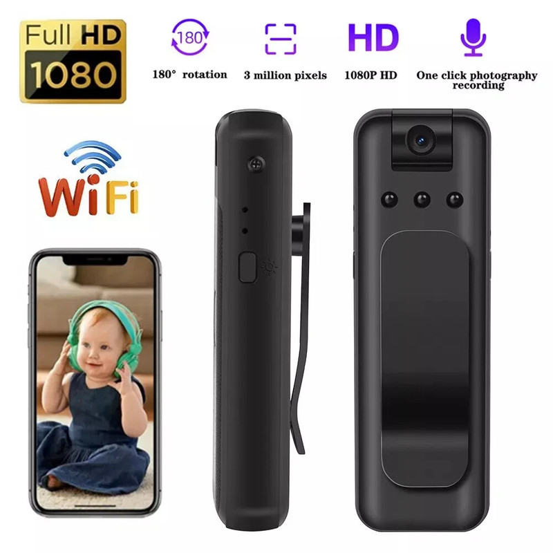 Wifi Body Camera Portable Video Recorder HD Night Vision Security Small Cam.