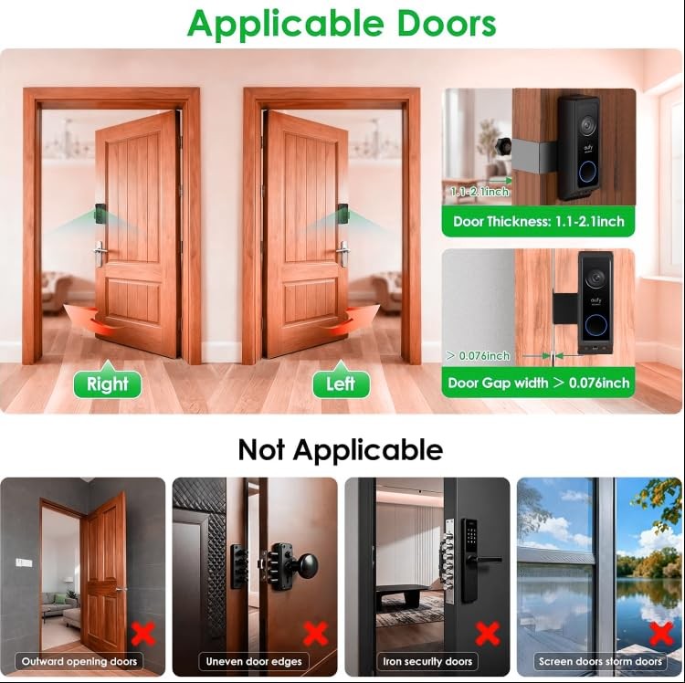 Anti-Theft Video Doorbell Mount for Eufy Doorbell E340/Wyze Duo Cam Doorbell, N gallery