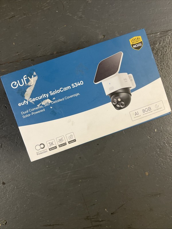 eufy SoloCam S340 Outdoor Solar Security Camera 3K Dual-Camera Pan&Tilt 8xZoom