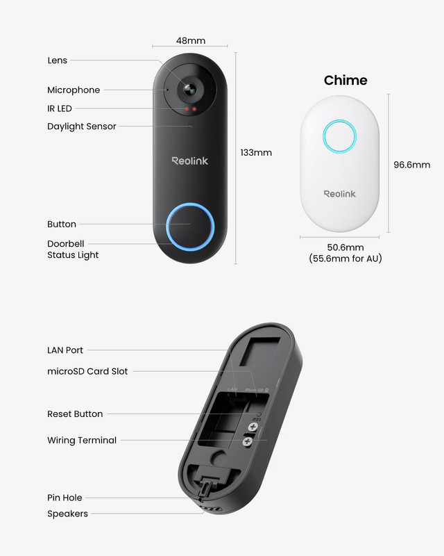 2K Smart Video Doorbell Wi-Fi Chime with Lumus Camera Color Night Vision Local S gallery