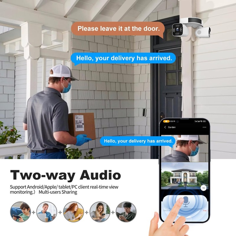 Dual Lens Outdoor Cameras 2.5K/5MP Wired power supply - Wi-Fi, camera gallery