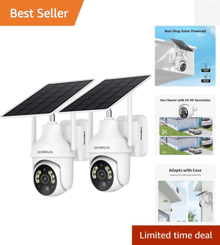 Easy to Install 2K Solar Outdoor Cameras with Color Night Vision & WiFi Access