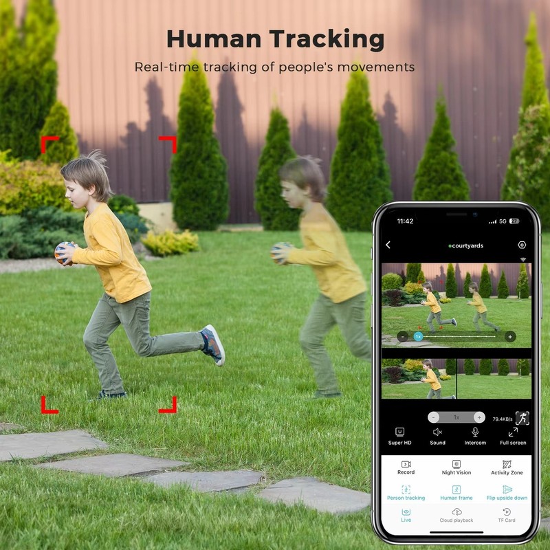 20MP Wifi Camera 360° View 10X Zoom AI Tracking Outdoor IP Security Camera gallery