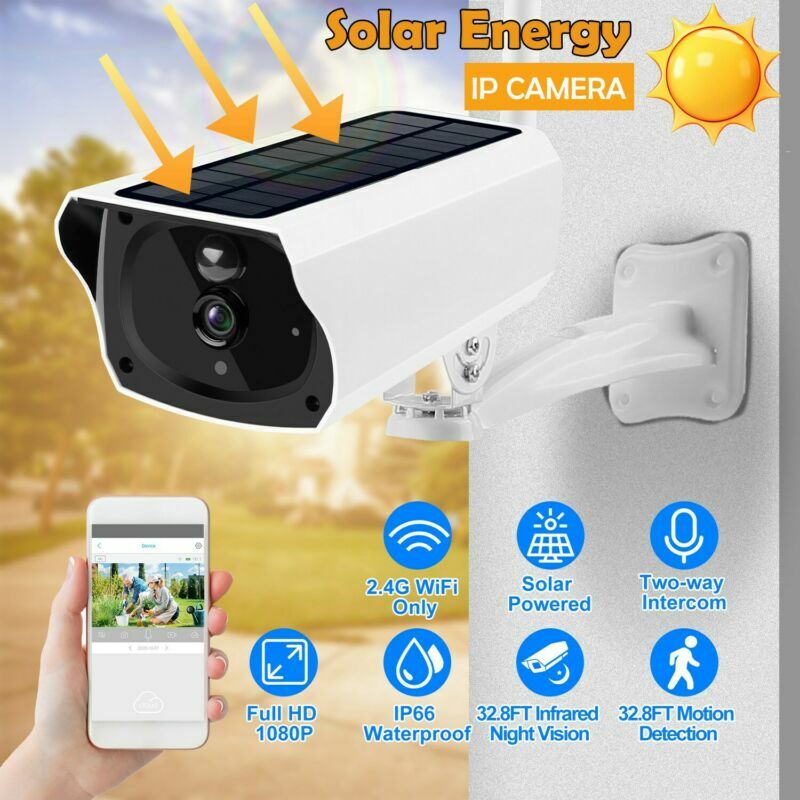 1080P HD Solar Powered WiFi IP Camera Outdoor Wireless Security Night Vision Cam