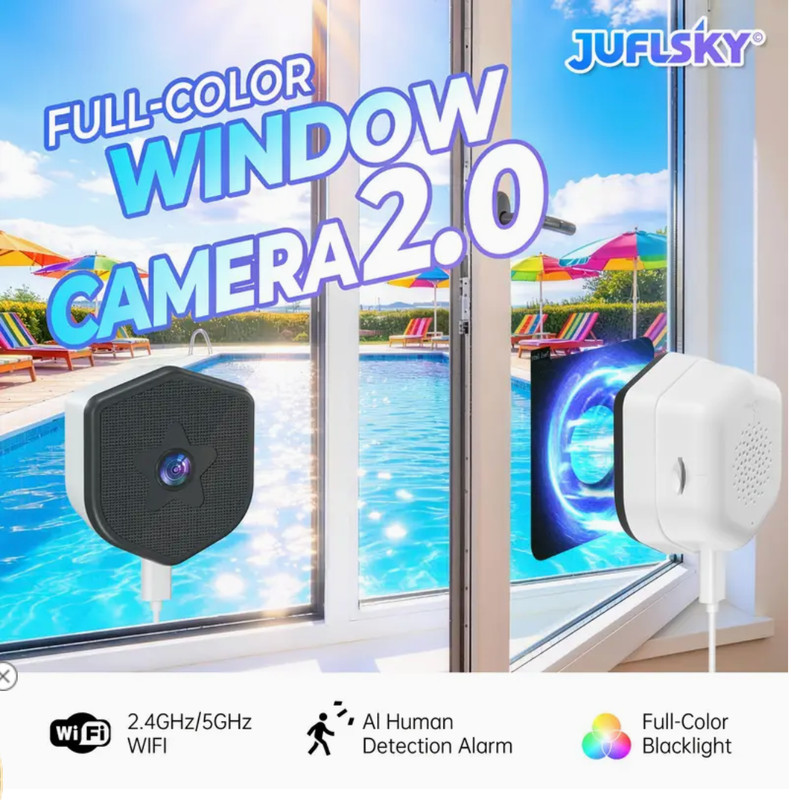 JUFLSKY 2K WindowCamera 2.0 WiFi Smart Home Security Indoor Outdoor Night Vision gallery