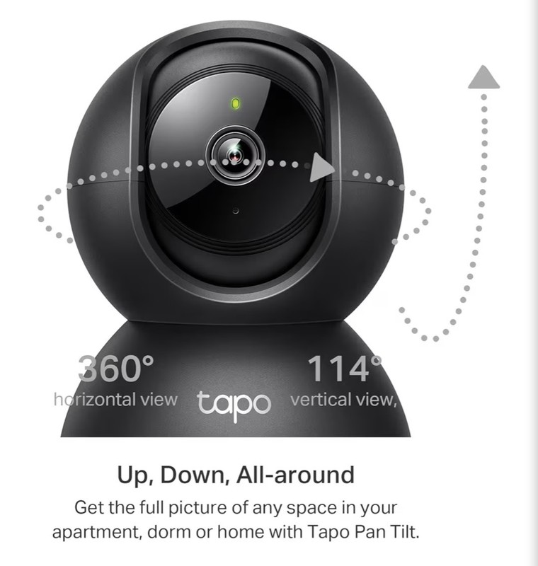 BLACK TAPO 2K PAN/TILT SECURITY CAMERA FOR BABY MONITOR DOG CAMERA W/MOTION gallery