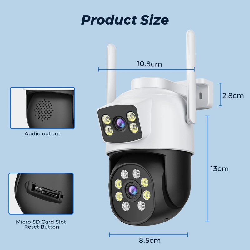 10MP 5K PTZ WiFi Camera Security Protection Color Night Vision Auto Track CCTV gallery