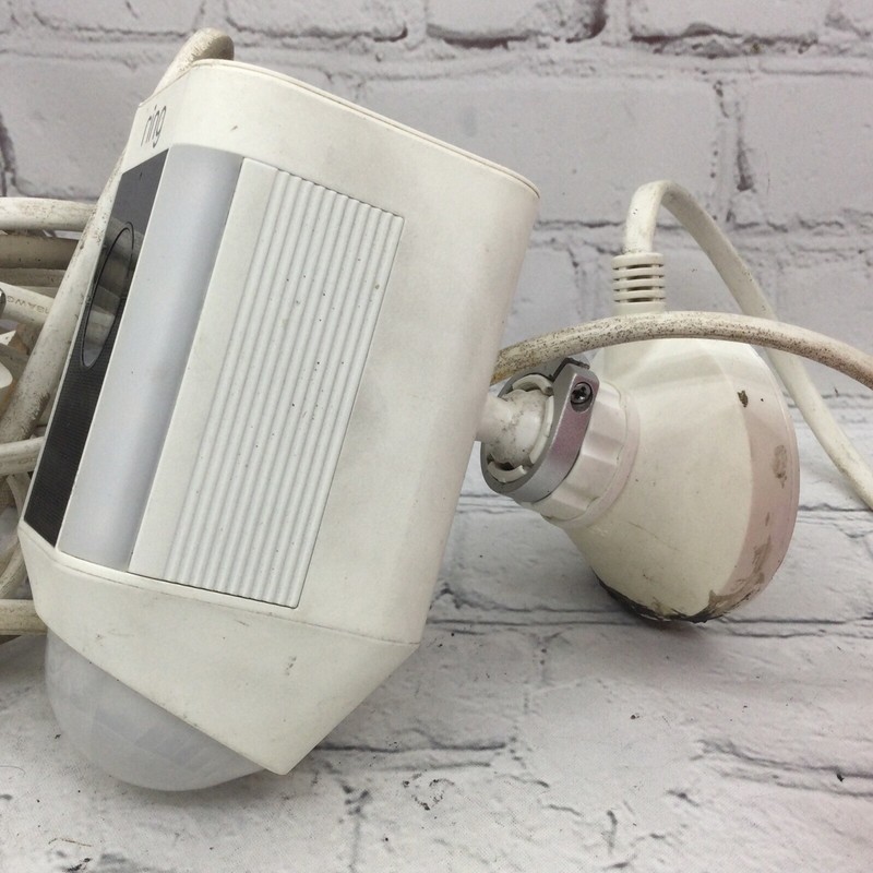 Ring Spotlight Cam Wired 1080 HD Built-in Spotlight Siren Alarm White Used gallery