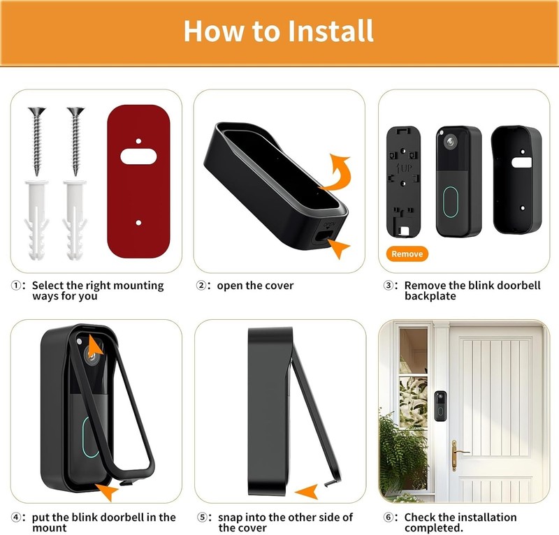 No-Drill Blink Doorbell Mount for All-new Blink Video Doorbell 2nd Gen, Stron... gallery