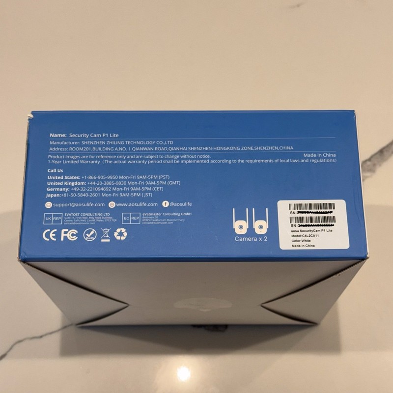 AOSU Security Cam P1 LITE 2K Wi-Fi Security 2-Camera Model: C4L2CA11 Open Box gallery