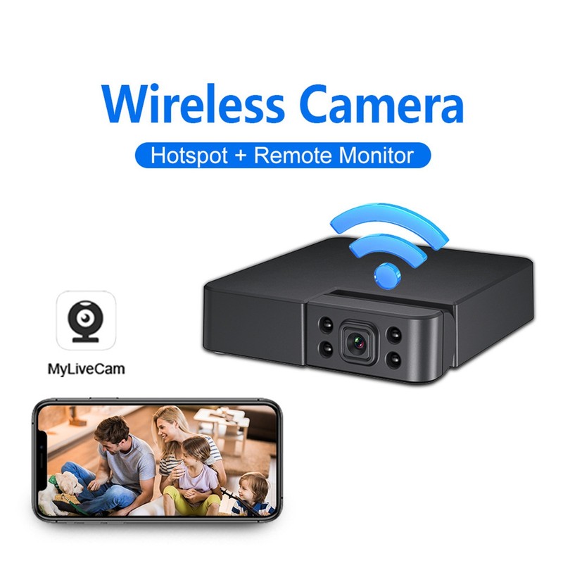 Mini WiFi Security Camera 720P 180° Rotate Lens IR Night Vision Remote Cam