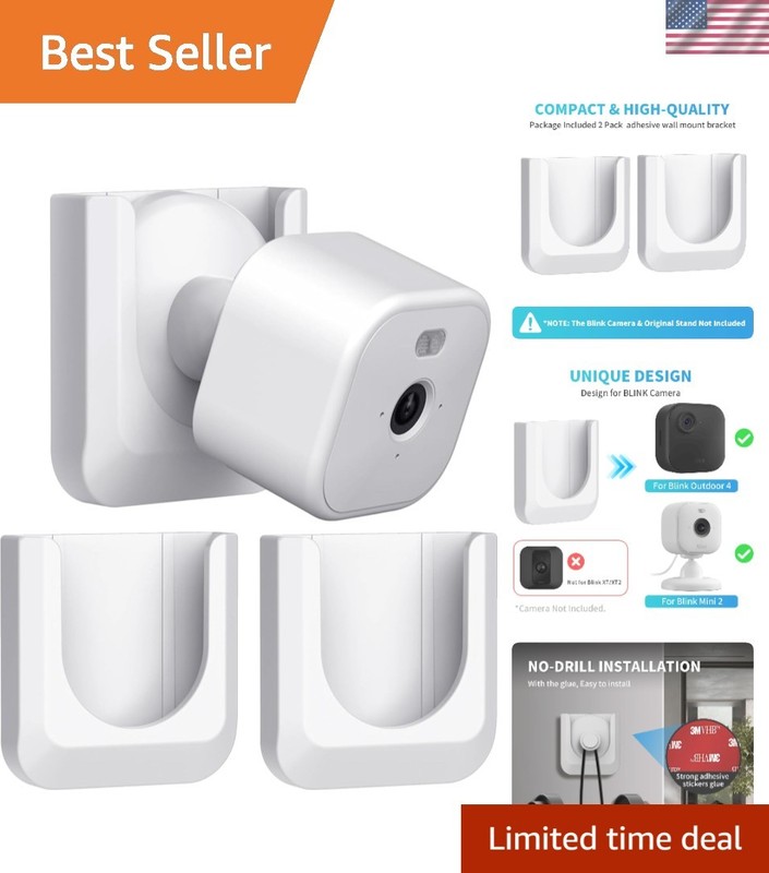 Blink Mini 2 Compatible Adhesive Wall Mount – Damage-Free, Easy to Attach 2 Pack