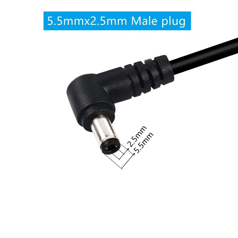 GINTOOYUN 2 Pack 90 Degree DC Power Pigtails Cable, Right Angle Black gallery