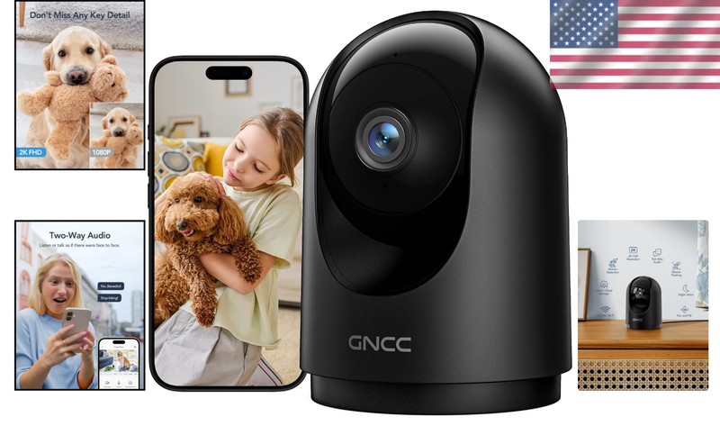 360° Viewing 2K Security Camera with Cloud Storage & 2-Way Audio - Indoor Use gallery