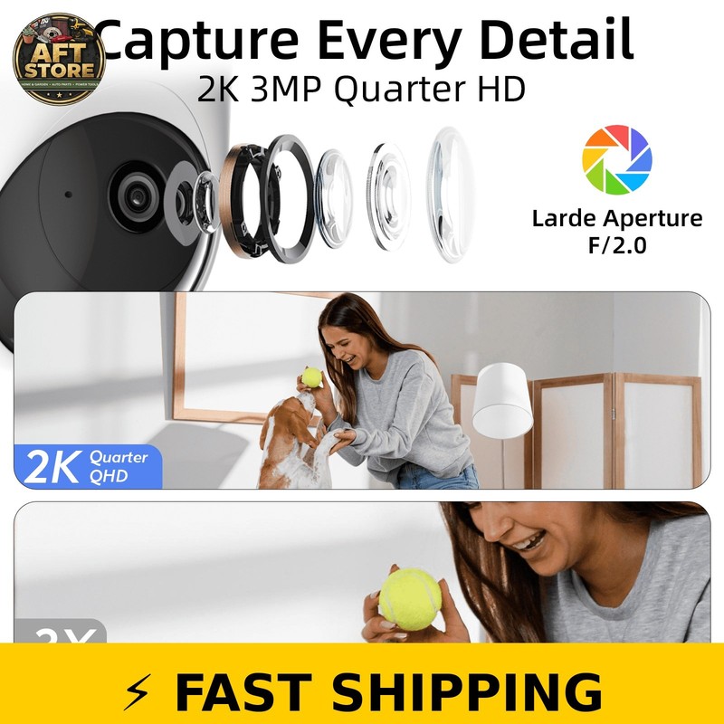 RICHCHO 2K QHD Indoor Security Camera with Pan & Tilt, White gallery