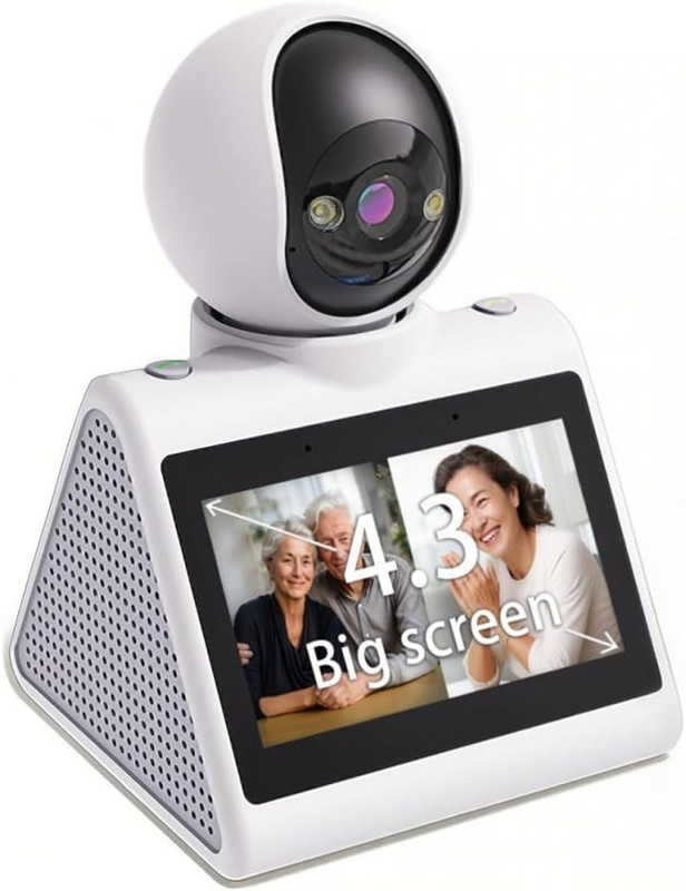 Home Security Camera with 4.3″ Screen, Two Way Video Call Function for Elderly,