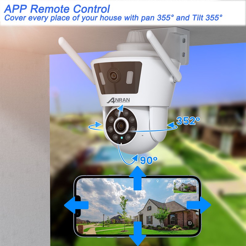 ANRAN 4MP Wireless Pan/Tilt Security Camera System WiFi Dual Lens Camera Outdoor gallery