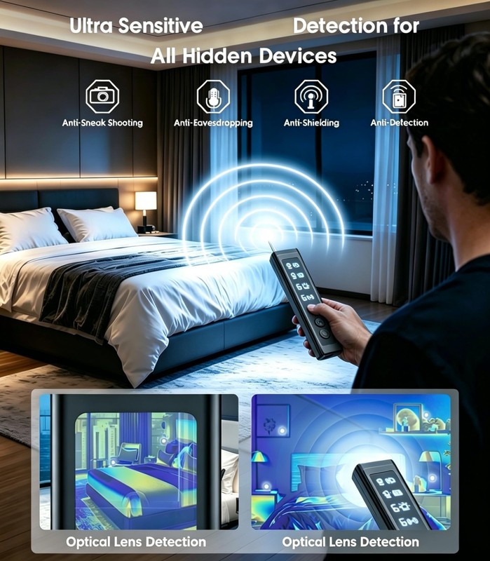 AI Hidden Camera Detector - Wireless Privacy Protection, 6 Sensitivity Levels, 4 gallery