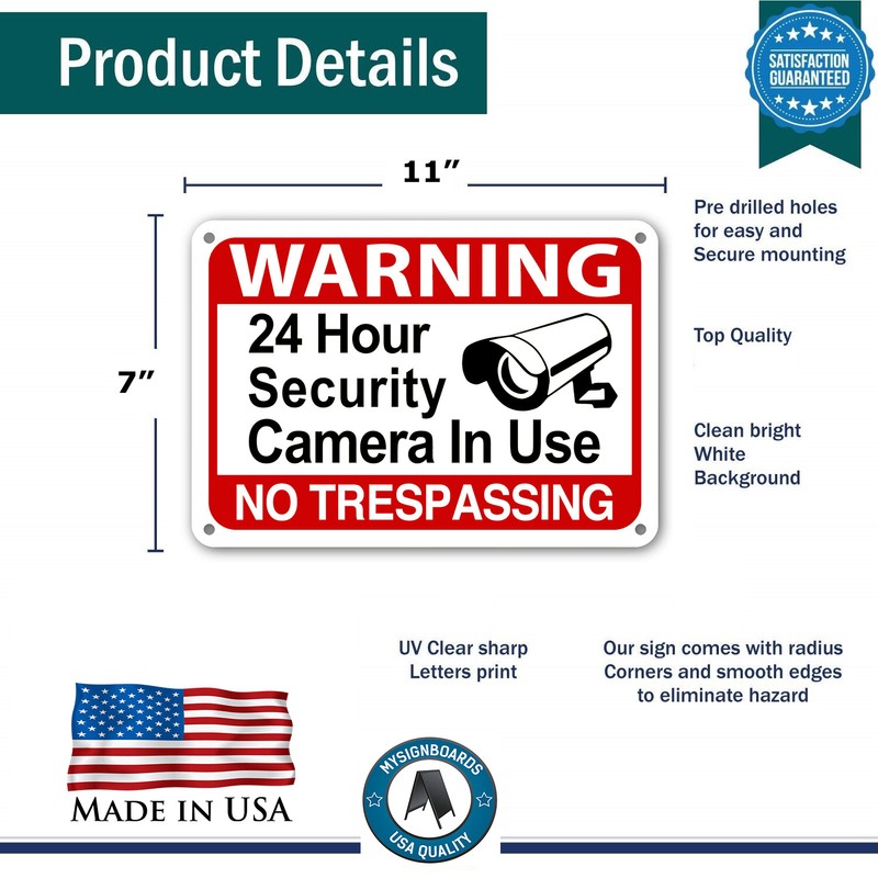 24 Hour Surveillance Signs Home Security Warning Signs No Trespassing cctv sign gallery