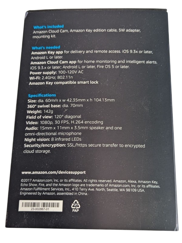 Amazon Cloud Cam Indoor Security Camera works with Alexa White 841667127033 gallery
