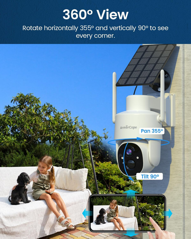 Solar Security Cameras Wireless Outdoor,360° View Battery Powered with Spotlight gallery