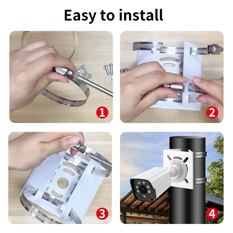 Universal Vertical Pole Mount for Security Camera, White gallery