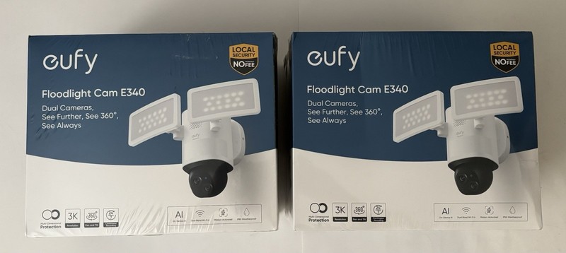 Eufy Security Floodlight 3K Camera E340 Wired – 2 Pack – New Sealed