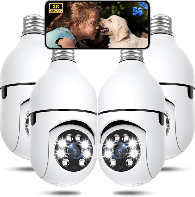 Light Bulb Security Camera Outdoor, 2K 5GHz & 2.4GHz WiFi Bulb…